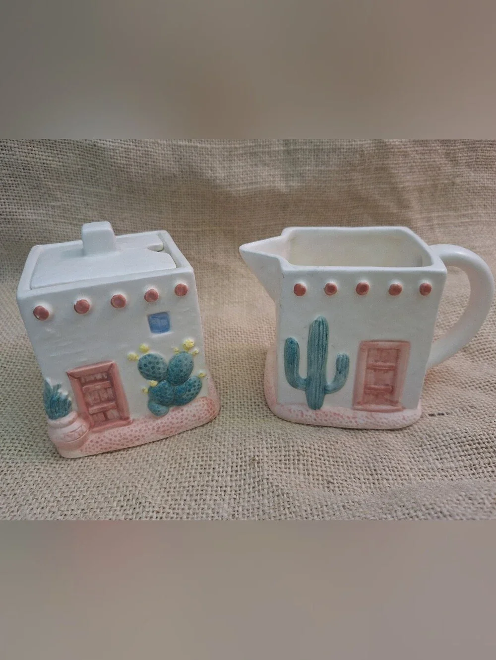 Vintage 80's Otagiri Cream And Sugar Set, Adobo, Southwest